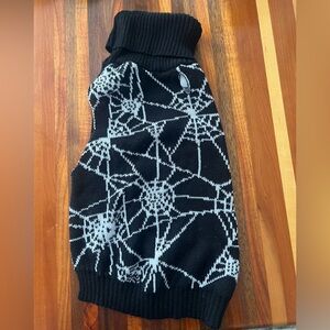 Dog Sweater. Black and White spider web print.